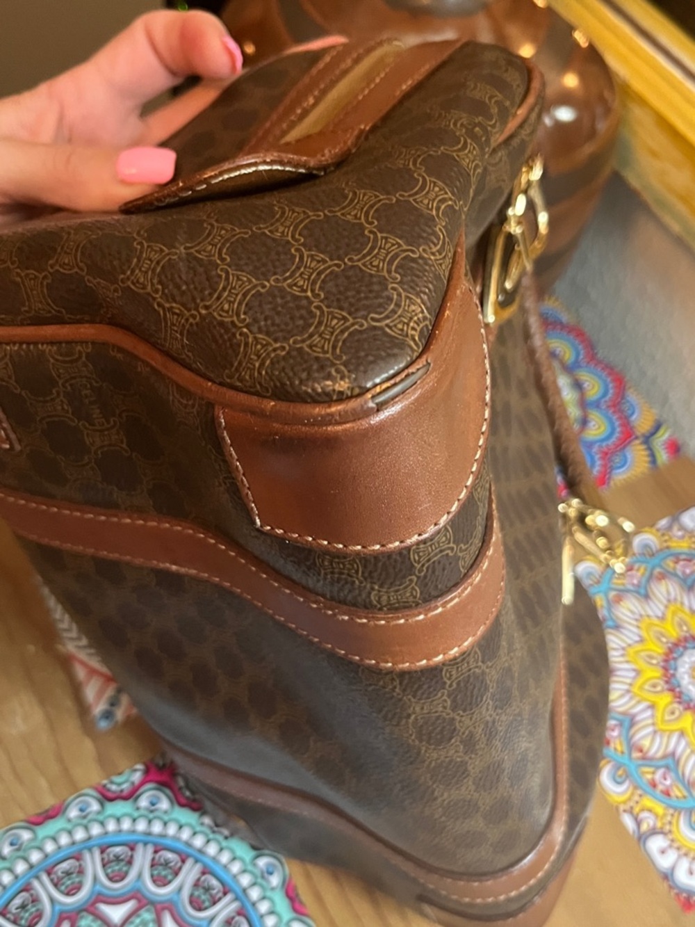 Preowned CELINE Macadam Mini Boston Hand Bag - Picture 9 of 12